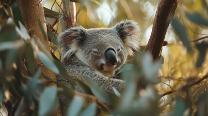 Poster - Koala Sleeping in a Eucalyptus Tree