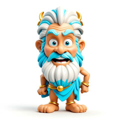 Canvas Print - zeus greek god goofy funny cute cartoon 3d figurine on plain white background