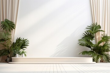 Wall Mural - White background architecture plant leaf.