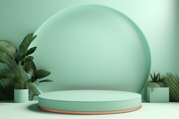 Wall Mural - Minimal mint green color background plant absence indoors.