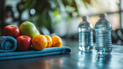 Healthy Snacks and Water Bottles on a Table