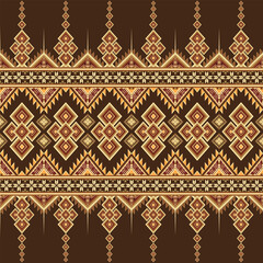 Wall Mural - Aztec tribal geometric grunge texture. Vintage vector background. Seamless stripe pattern.