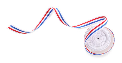 Sticker - Ribbon in colors of Netherlands flag isolated on white, top view