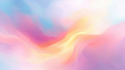 Canvas Print - A colorful, abstract painting with a pink and yellow swirl