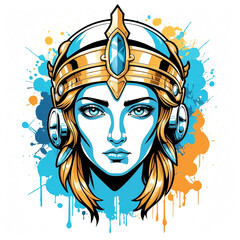 Poster - athena head graffiti street style logo on plain white background