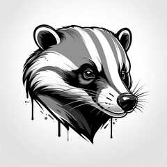 Wall Mural - Badger head graffiti street style logo on plain white background