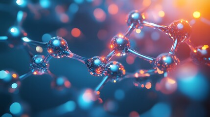 74. High-contrast close-up of a nutrient molecule with dynamic, luminous atomic interactions