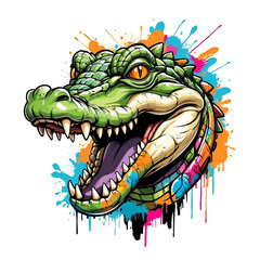 Sticker - Crocodile head graffiti street style logo on plain white background