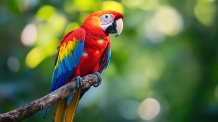 Poster - Scarlet Macaw Perched on a Branch