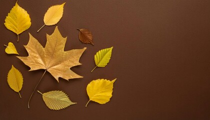 New Path way with Autumn scene fall Trees background and leaves in top light scene