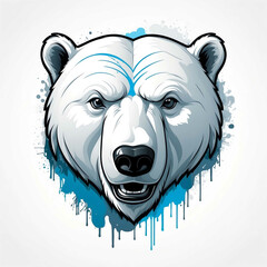 Wall Mural - Polar Bear head graffiti street style logo on plain white background