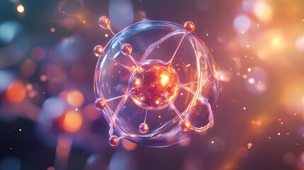 Wall Mural - 69. stylized representation of a nutrient molecule with radiant, dynamic atomic interactions