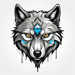 Canvas Print - Wolf head graffiti street style logo on plain white background