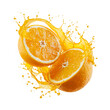 © Farukhassan - Fresh orange splash & orange liquid isolated on a transparent background by AI generative.