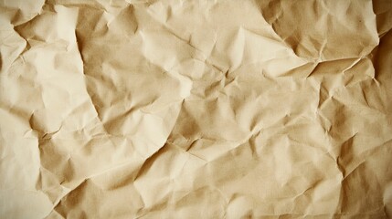 Wall Mural - Close-up of a Crinkled Beige Paper Texture