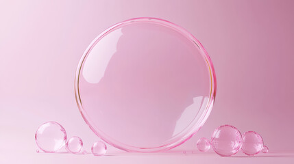 Wall Mural - a delicate arrangement of pink glass bubbles against a soft pastel background, showcasing elegance a
