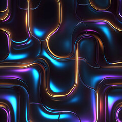 Abstract pattern with neon and metallic tones.