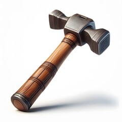 A hammer with a unique head design, isolated on a bright white background. Tool concept