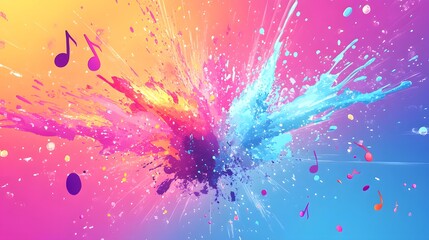 Wall Mural - Colorful Music Splashes Abstract Background