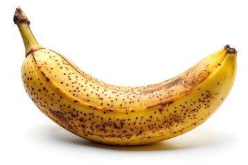 Very ripe banana isolated on white background closeup Low Angle, peel, yellow, vitamins, organic, tropical, natural, healthy eating, delicious, closeup,banana, healthy, fruit