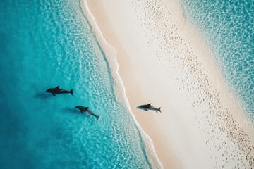 a group of dolphins swimming in the ocean