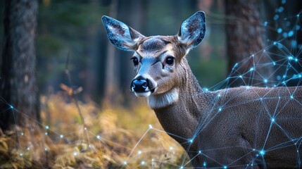 Canvas Print - Deer in the Digital Forest