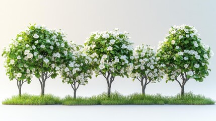 Row of Flowering Trees Generative AI