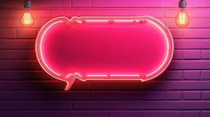 Vector realistic isolated marquee speech bubble lightbox billboard with light bulb neon font for template decoration and invitation covering on the wall background.