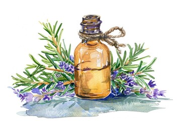 Wall Mural - Herbal Harmony: Fresh Rosemary Essential Oil for Aromatherapy and Wellness