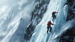 © almeera - Three Climbers Scaling a Frozen Mountain Face