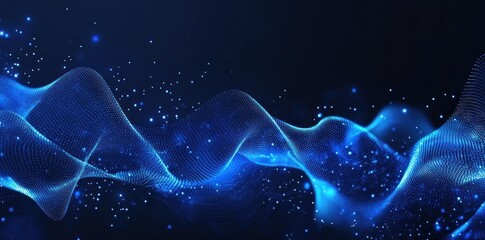 Wall Mural - Abstract Blue Wave with Particles