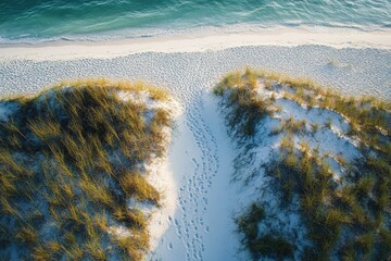 Wall Mural - an aerial view of a sandy beach and ocean