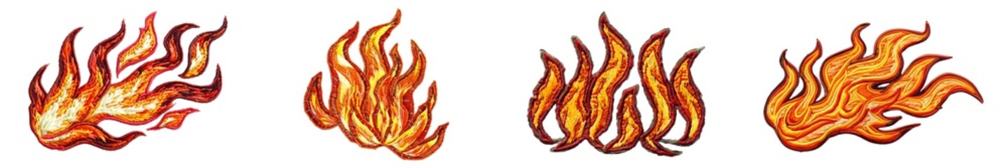 fire embroidered isolated on white background. Generative AI.