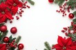 © Nico - Christmas Decorations Border with Poinsettias, Berries, and Ornaments