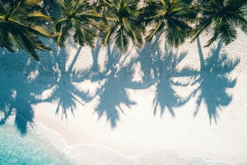 Wall Mural - a shadow of palm trees on a beach