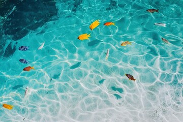 Wall Mural - a group of fish swimming in a pool of water