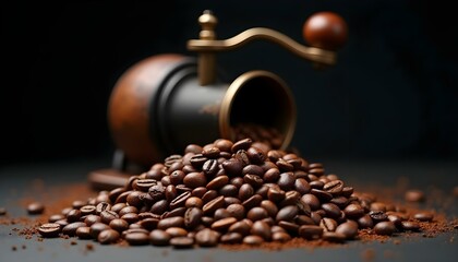 coffee beans and grinder