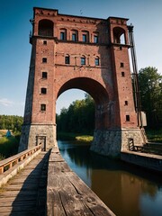 Wall Mural - The drawbridge in Rybina, Żuławy, northern Poland.