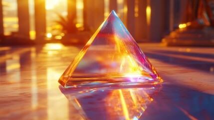 Wall Mural - Crystal Pyramid Reflection In Warm Light