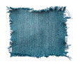 © Gudman - Piece of torn denim on a white background. Denim texture