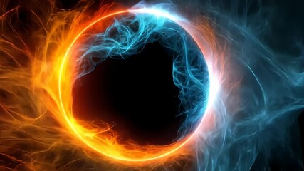 Wall Mural - fiery ring of smoke creating a burning portal