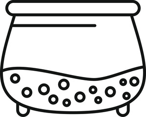 Poster - Line art vector icon of a bubbling witch's cauldron, perfect for halloween themed designs