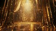 © ArmStrong☠ - Golden glitter curtain background with bokeh effect and spotlight.