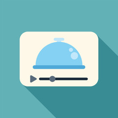 Canvas Print - Video player interface showing restaurant cloche, concept for online cooking show, culinary video blog or recipe website