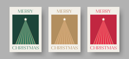 Wall Mural - christmas card vector design template. set of christmas card designs with geometric christmas tree i