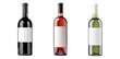© NightTampa - Three elegant wine bottles featuring blank labels isolate on transparent background, cutout, png