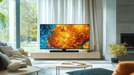 Canvas Print - Modern Living Room with Flat Screen TV and Soundbar