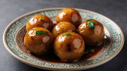 Wall Mural - chinese fujian chinese cuisine dish fuzhou fish balls isolated on an aesthetic plating, concept for advertisement background