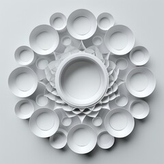 Poster - White Circular Ornament with Intricate Pattern