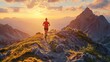 © Veronika - Girl jogging in picturesque mountains at sunset. Outdoor sports, running, healthy lifestyle